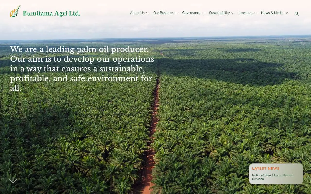 Tampilan website resmi Bumitama Agri (bumitama-agri.com)
