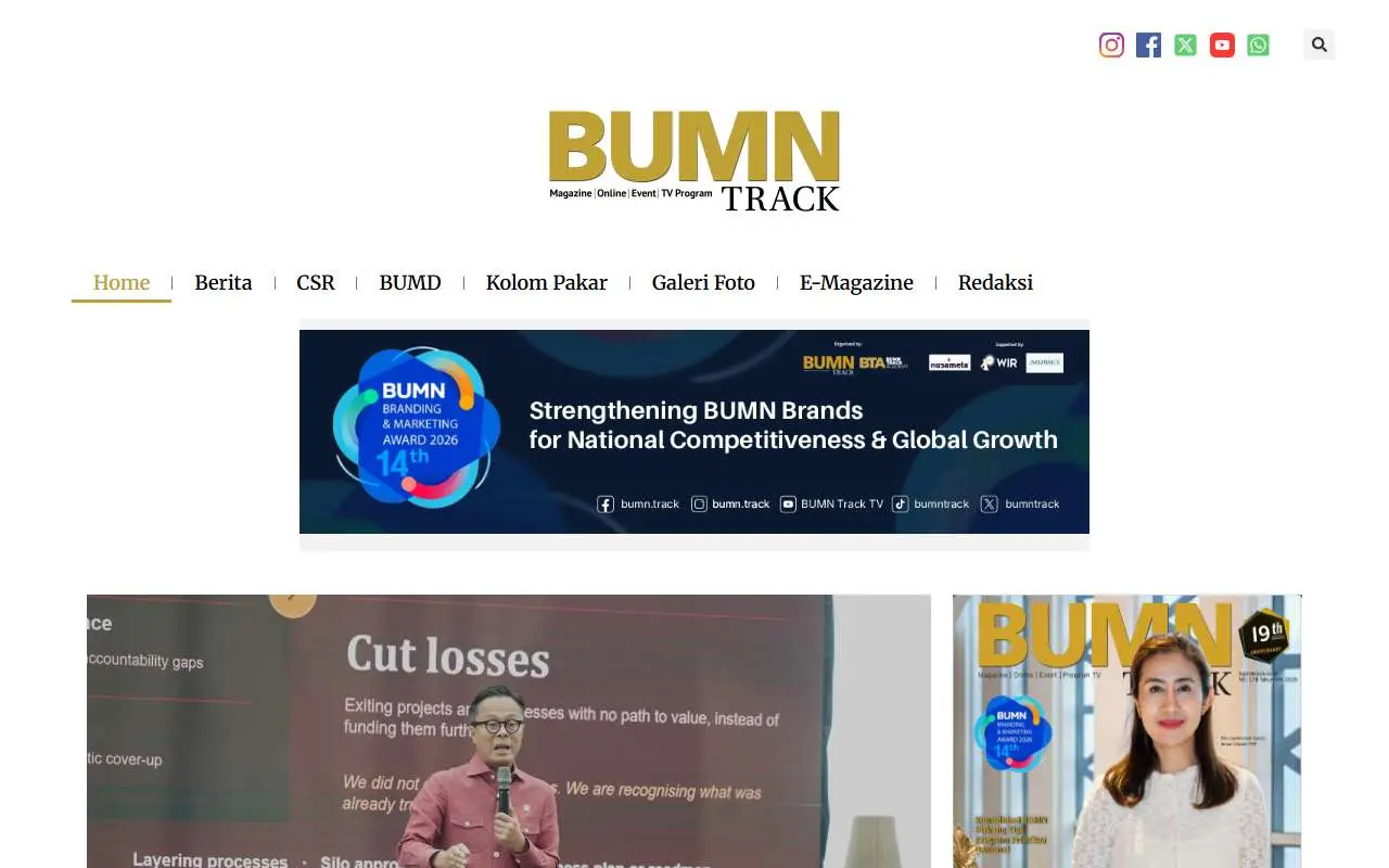 Tampilan website resmi BUMN Track (bumntrack.co.id)