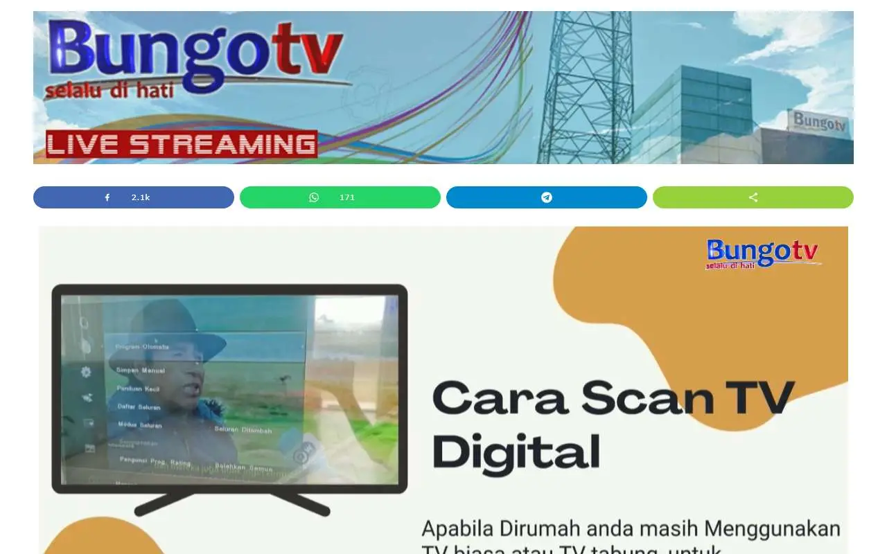 Tampilan website resmi Bungo TV (bungotv.com)