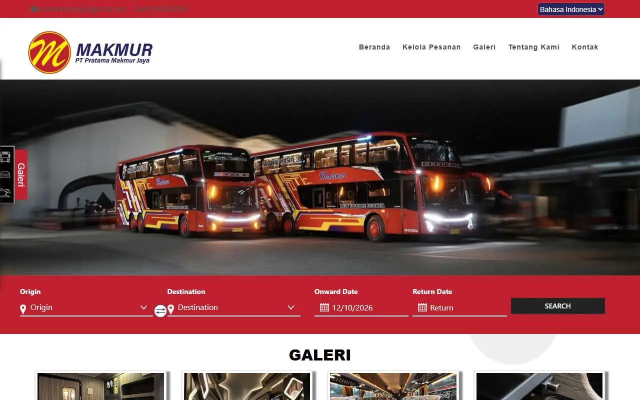Tampilan website resmi Bus Makmur (busmakmur.com)