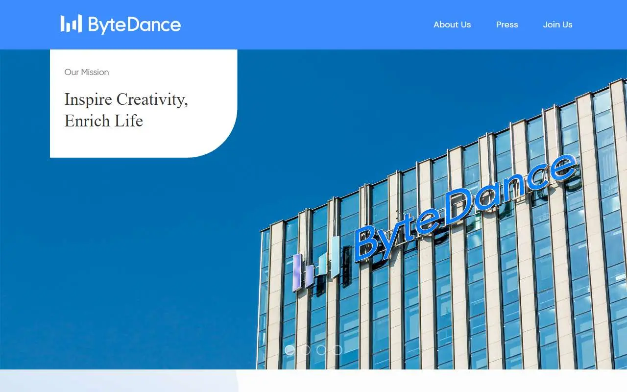 Tampilan website resmi ByteDance (bytedance.com)