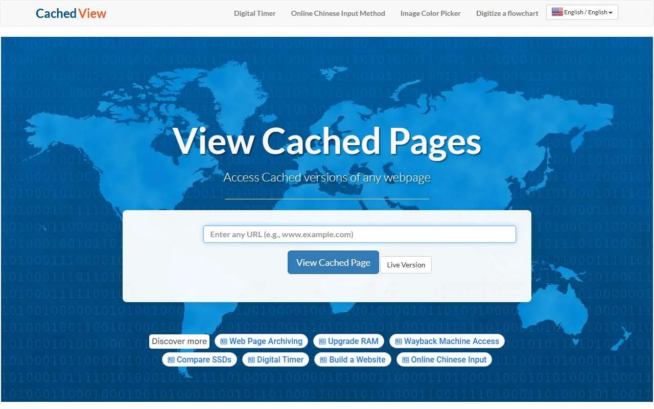 Tampilan website resmi CachedView (cachedview.com)