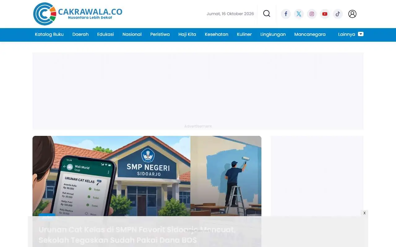 Tampilan website resmi Cakrawala (cakrawala.co)