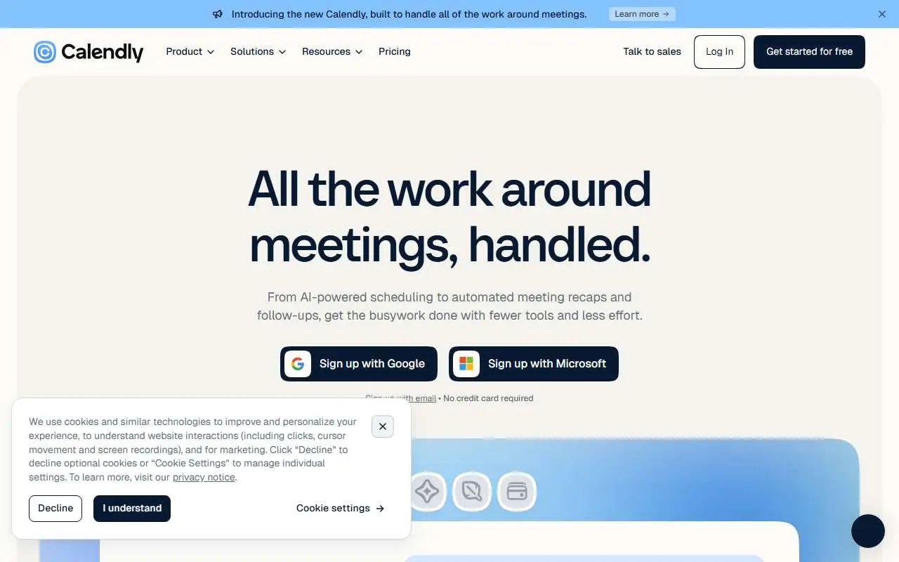 Tampilan website resmi Calendly (calendly.com)