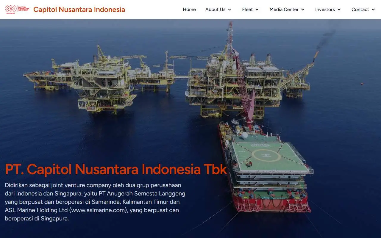 Tampilan website resmi Capitol Nusantara Indonesia (cani.co.id)