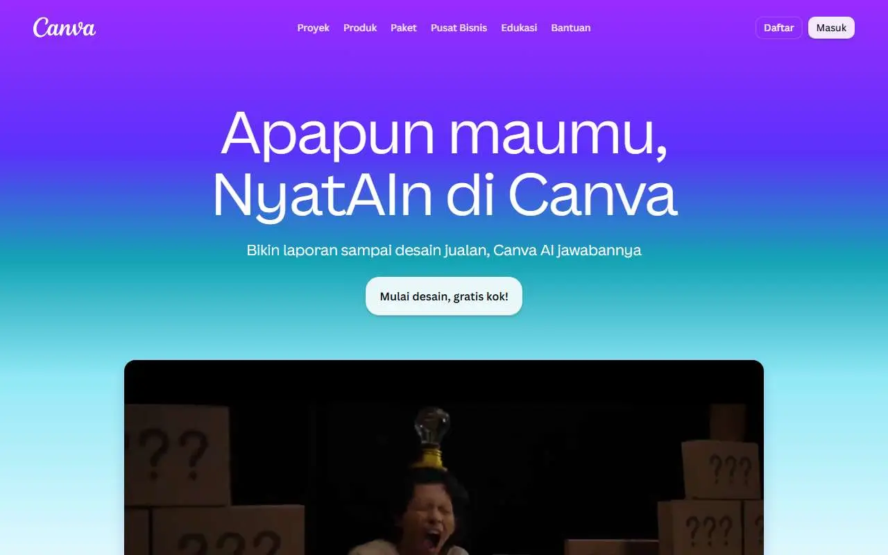 Tampilan website resmi Canva (canva.com)