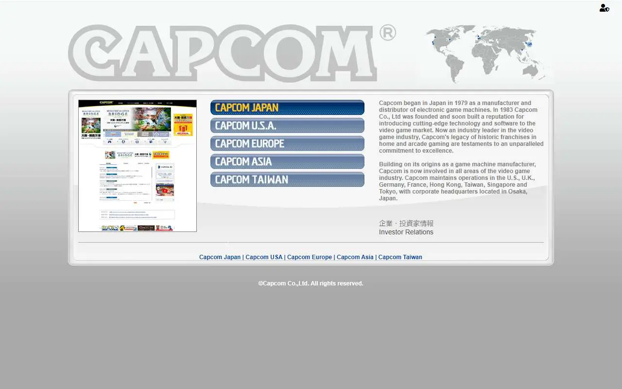 Tampilan website resmi CAPCOM (capcom.com)