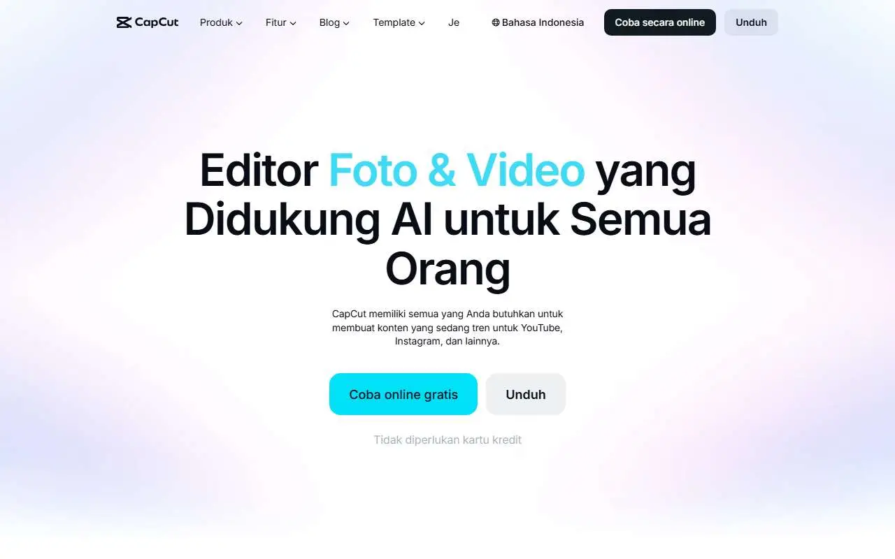 Tampilan website resmi CapCut (capcut.com)