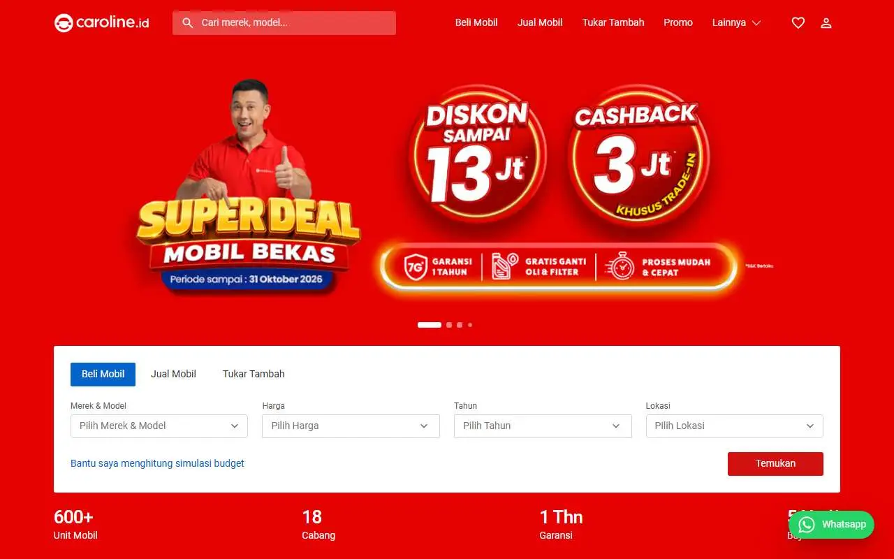 Tampilan website resmi Caroline (caroline.id)