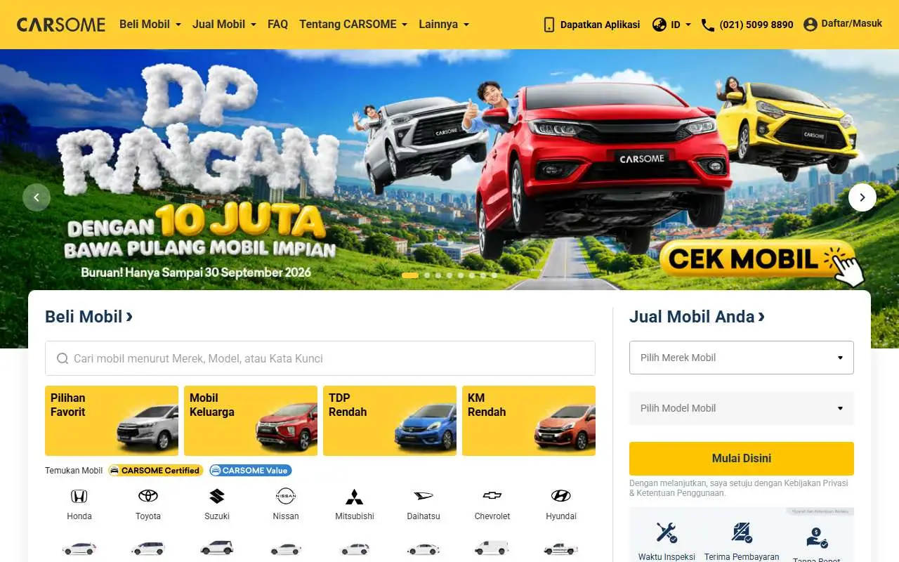 Tampilan website resmi Carsome Indonesia (carsome.id)