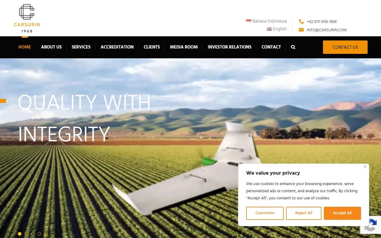 Tampilan website resmi Carsurin (carsurin.com)