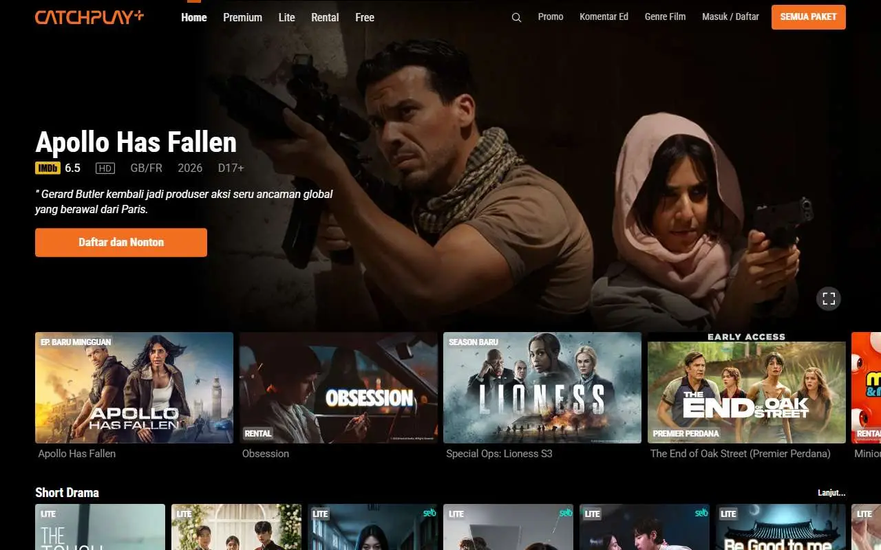Tampilan website resmi CATCHPLAY+ (catchplay.com)