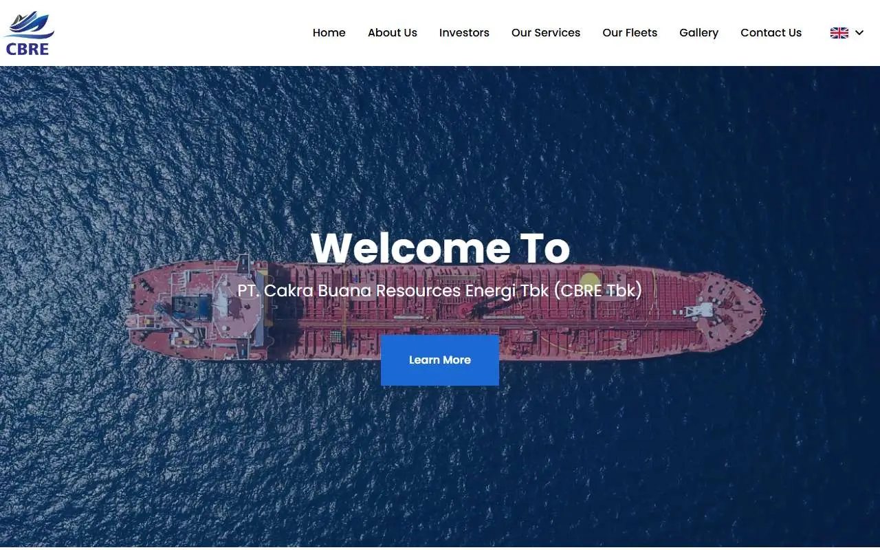 Tampilan website resmi Cakra Buana Resources Energi (cbre.co.id)