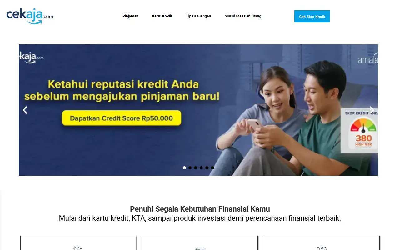 Tampilan website resmi CekAja (cekaja.com)