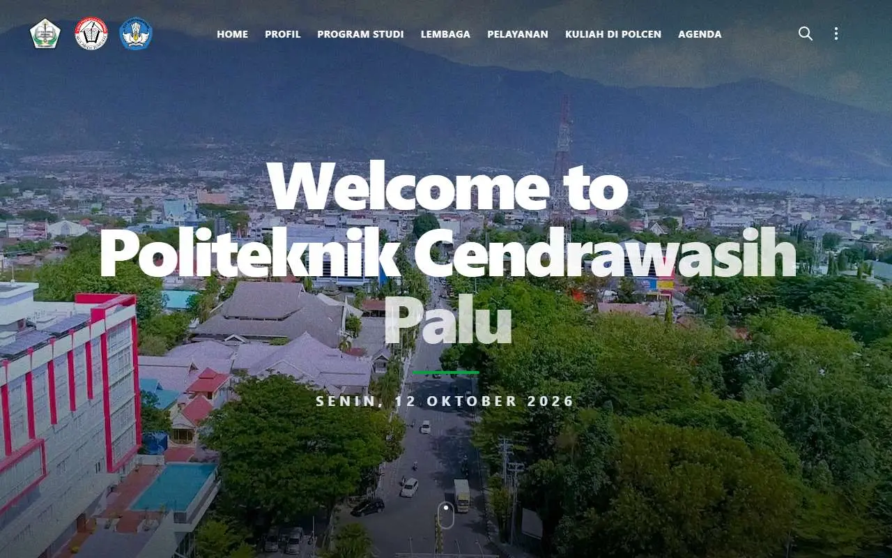 Tampilan website resmi Politeknik Cendrawasih Palu (cendrawasih.ac.id)
