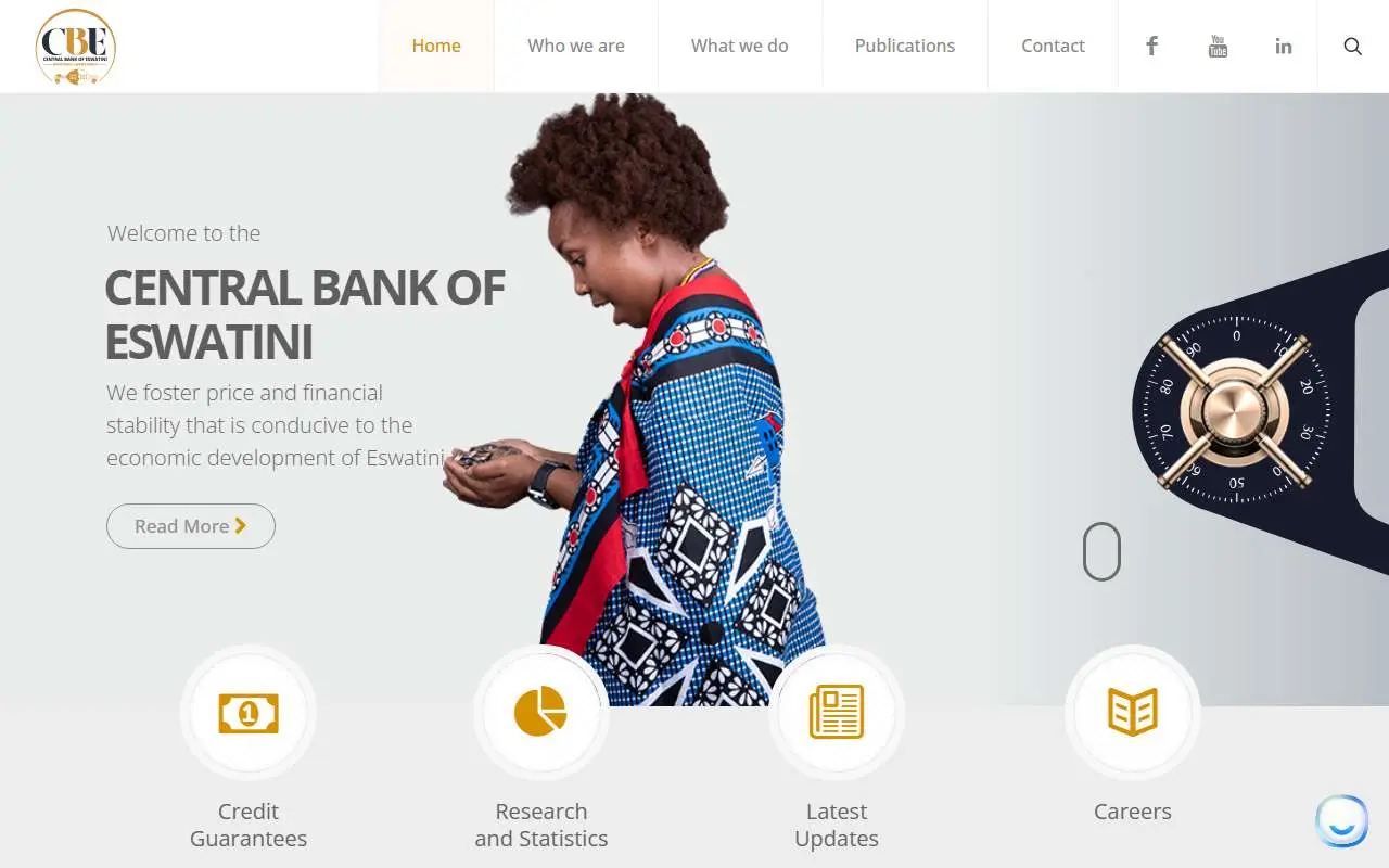 Tampilan website resmi Central Bank of Eswatini (centralbank.org.sz)