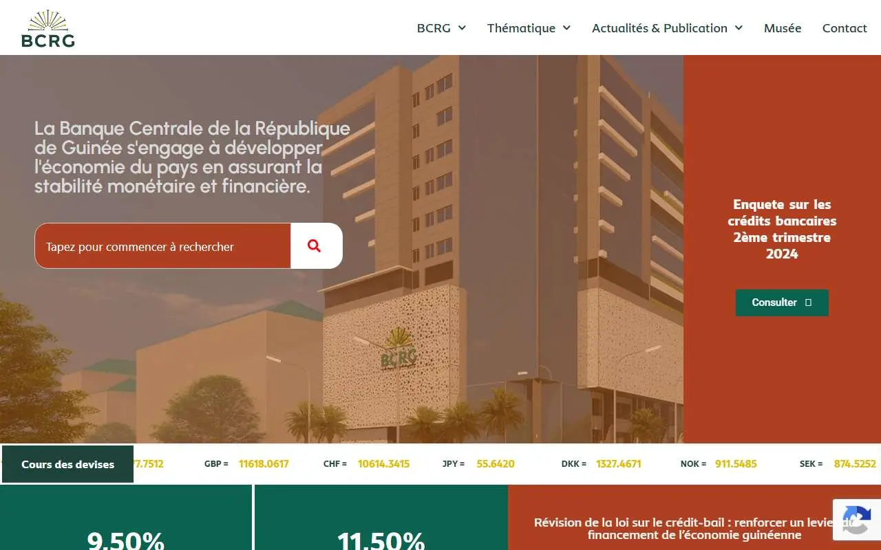Tampilan website resmi Central Bank of the Republic of Guinea (bcrg-guinee.org)