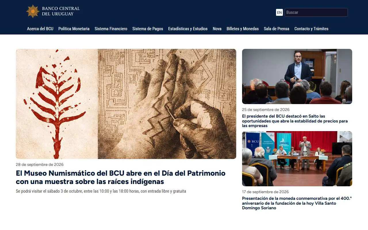 Tampilan website resmi Central Bank of Uruguay (bcu.gub.uy)