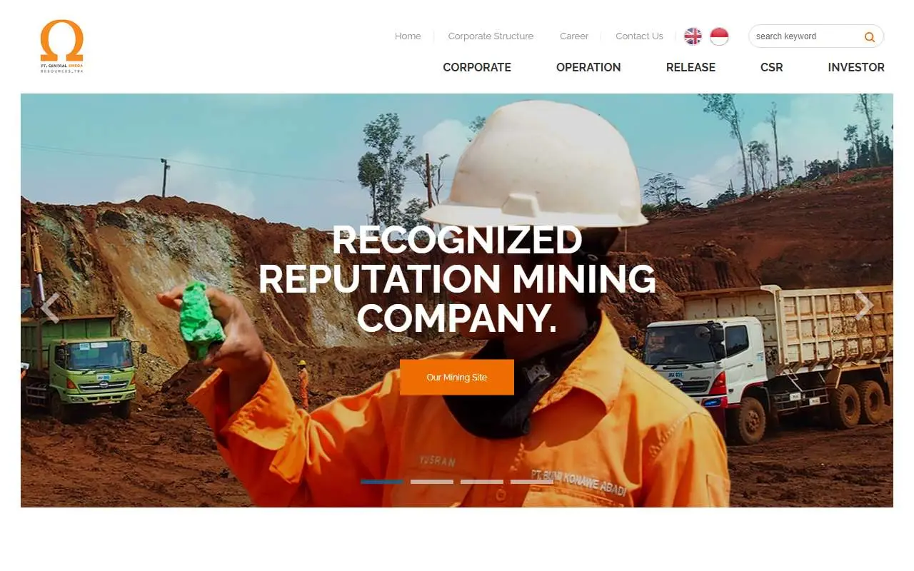 Tampilan website resmi Central Omega Resources (central-omega.com)