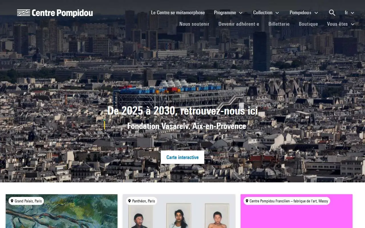 Tampilan website resmi Centre Georges Pompidou (centrepompidou.fr)