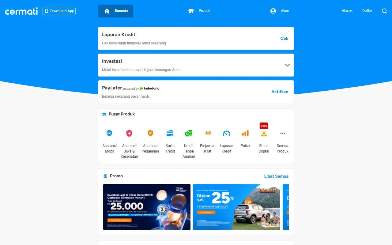 Tampilan website resmi Cermati (cermati.com)