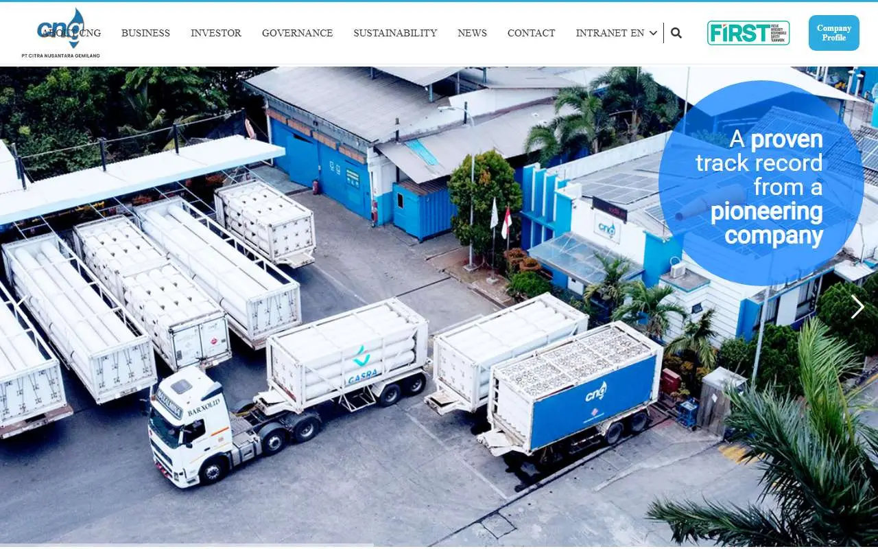 Tampilan website resmi Citra Nusantara Gemilang (cng.co.id)