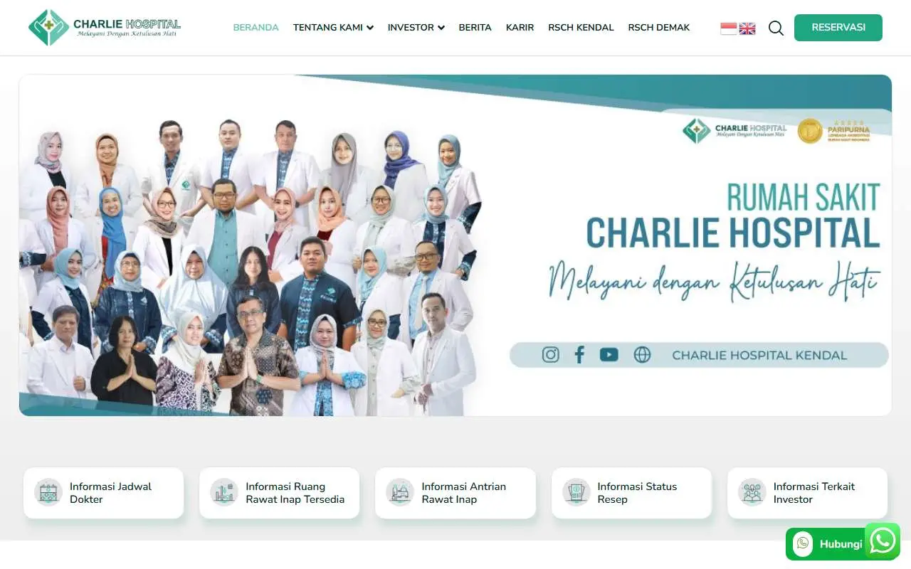 Tampilan website resmi Charlie Hospital Semarang (charliehospital.co.id)