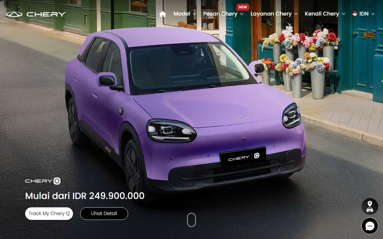 Tampilan website resmi Chery Indonesia (chery.co.id)