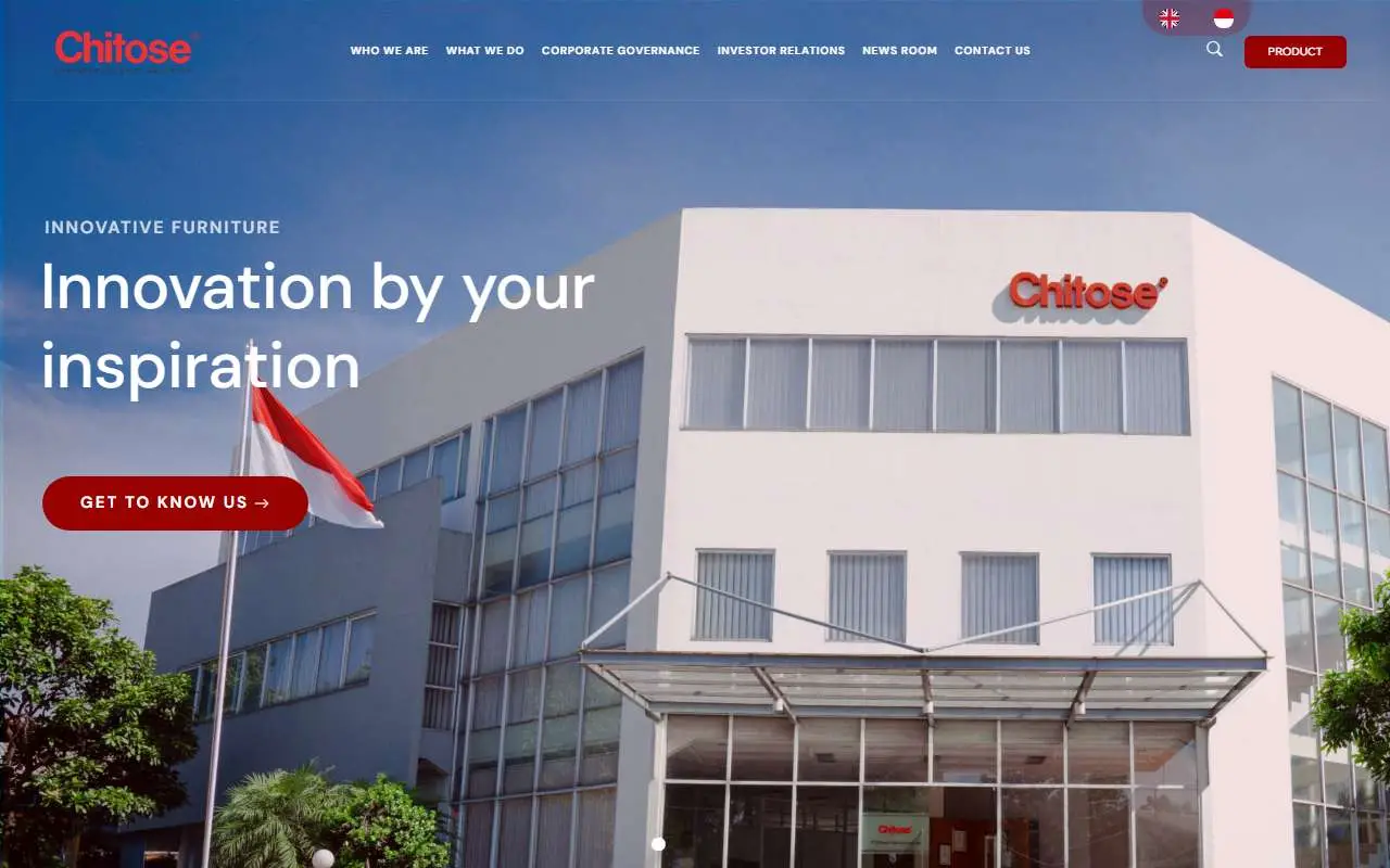 Tampilan website resmi Chitose Internasional (chitose-indonesia.com)