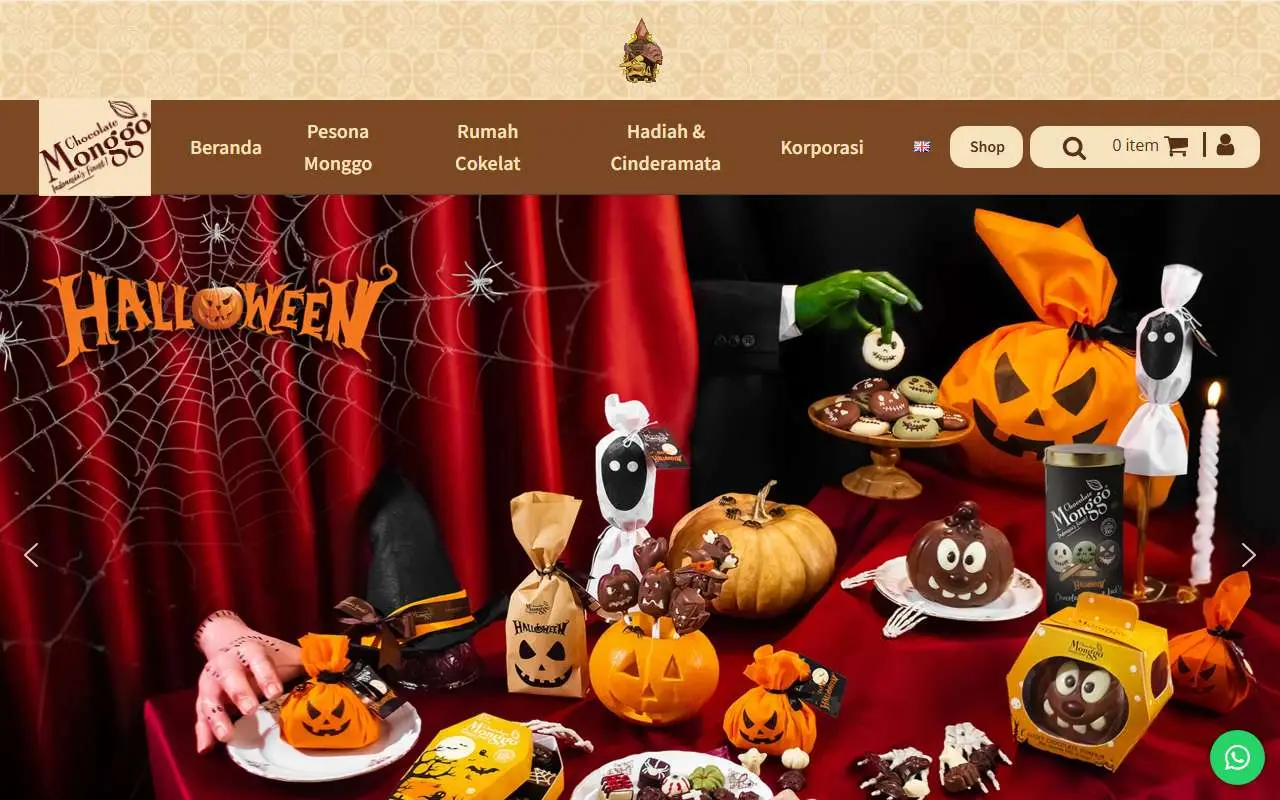Tampilan website resmi Chocolate Monggo (chocolatemonggo.com)