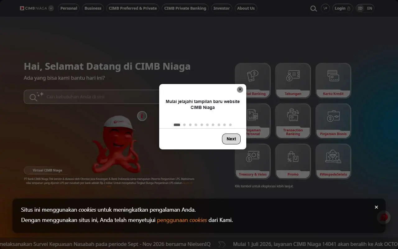 Tampilan website resmi CIMB Niaga (cimbniaga.co.id)