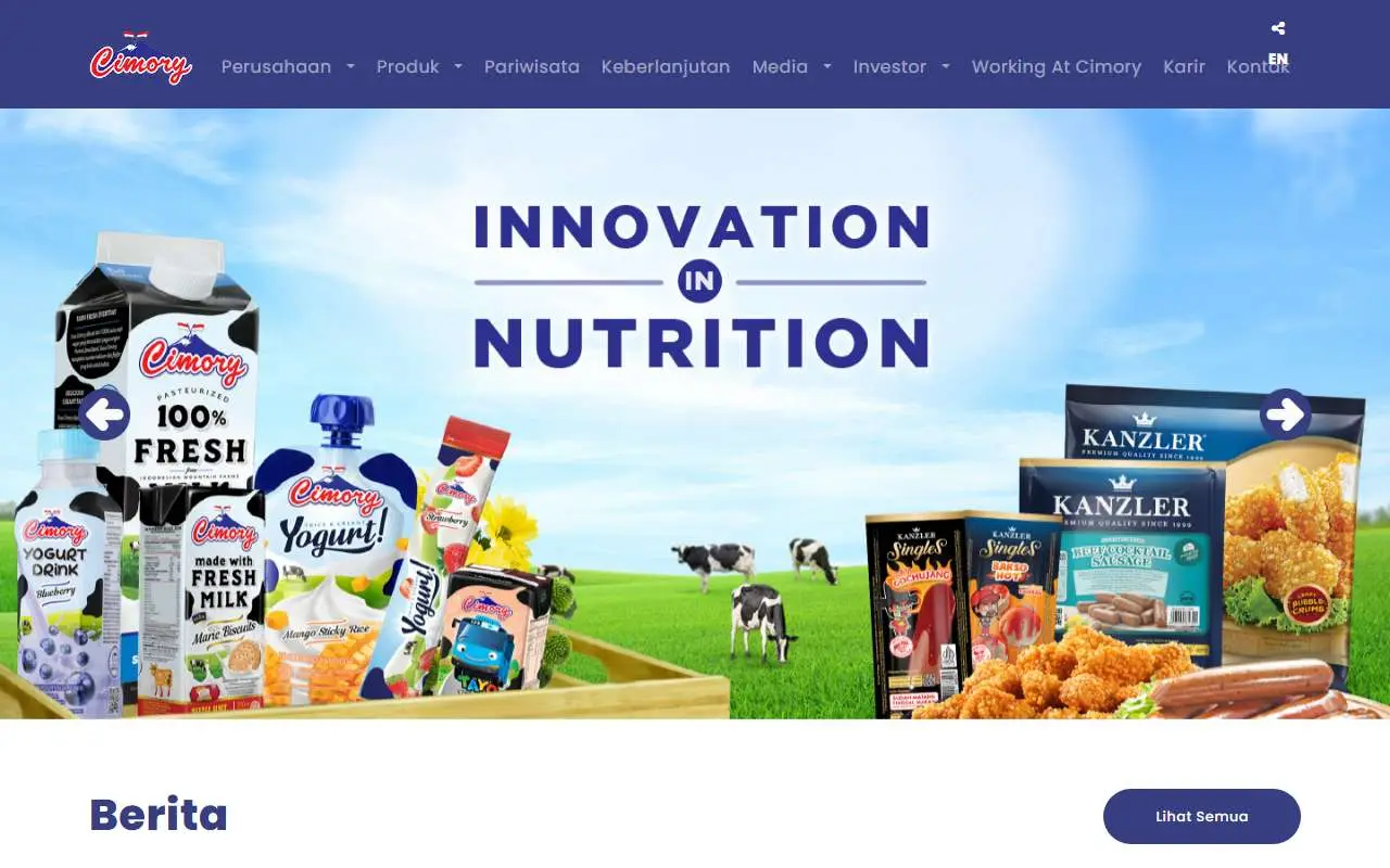 Tampilan website resmi Cimory (cimory.com)