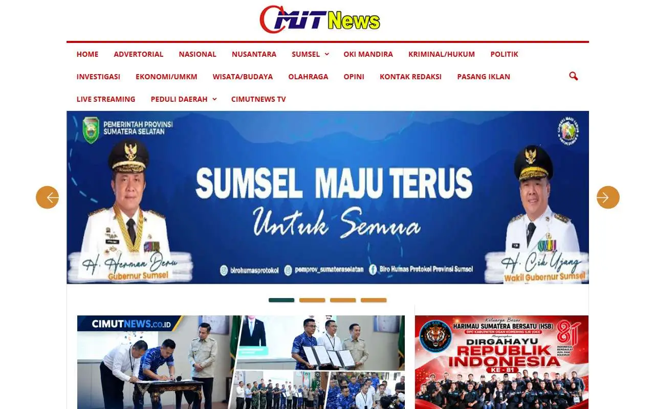 Tampilan website resmi Cimut News (cimutnews.co.id)