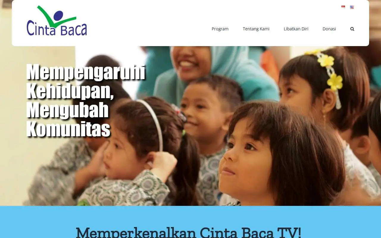 Tampilan website resmi Cinta Baca (cintabaca.org)