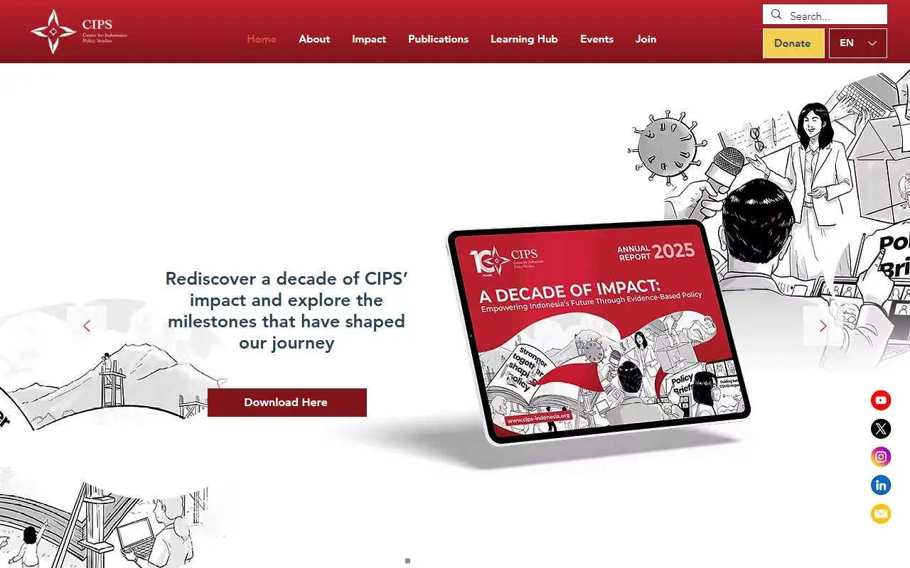 Tampilan website resmi Center for Indonesian Policy Studies (cips-indonesia.org)