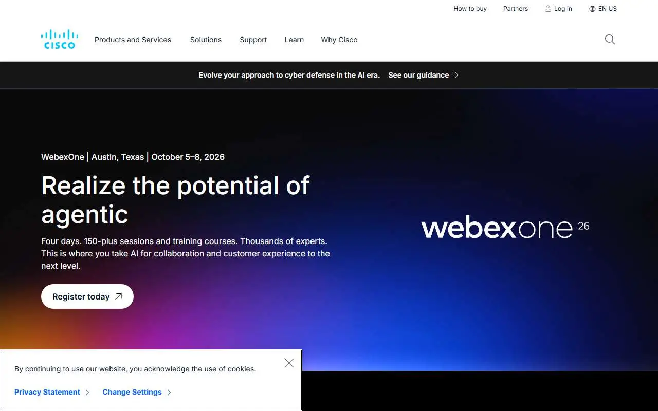 Tampilan website resmi Cisco (cisco.com)