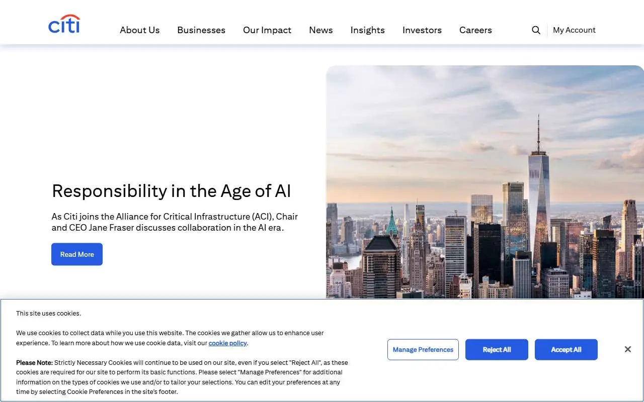 Tampilan website resmi Citi Indonesia (citigroup.com)