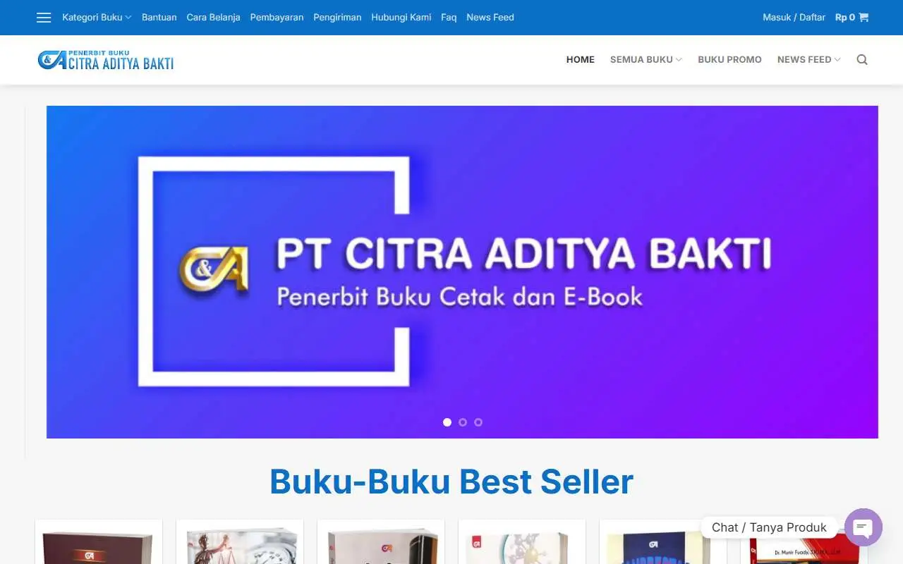 Tampilan website resmi Citra Aditya Bakti (citraaditya.com)