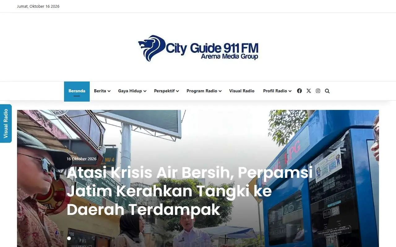 Tampilan website resmi Radio City Guide (cityguide911fm.com)