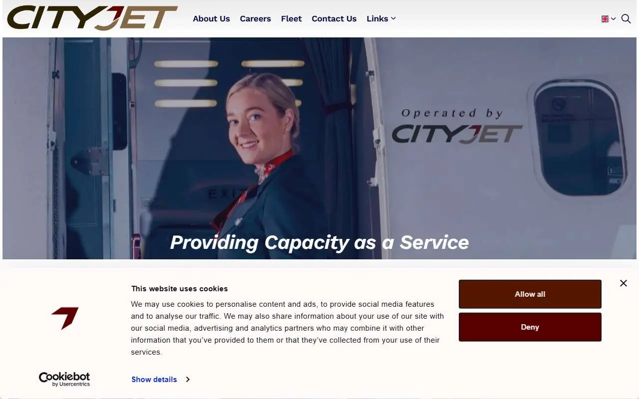 Tampilan website resmi CityJet (cityjet.com)