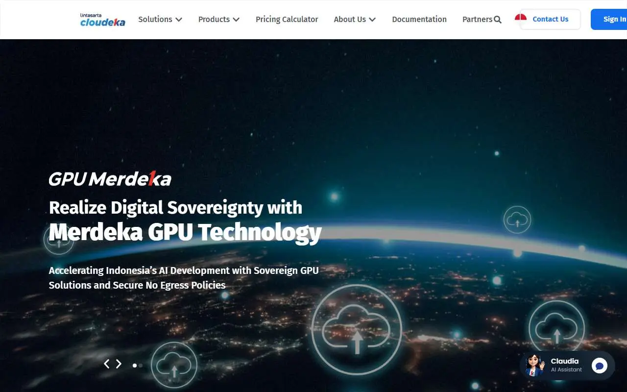 Tampilan website resmi Cloudeka (cloudeka.id)
