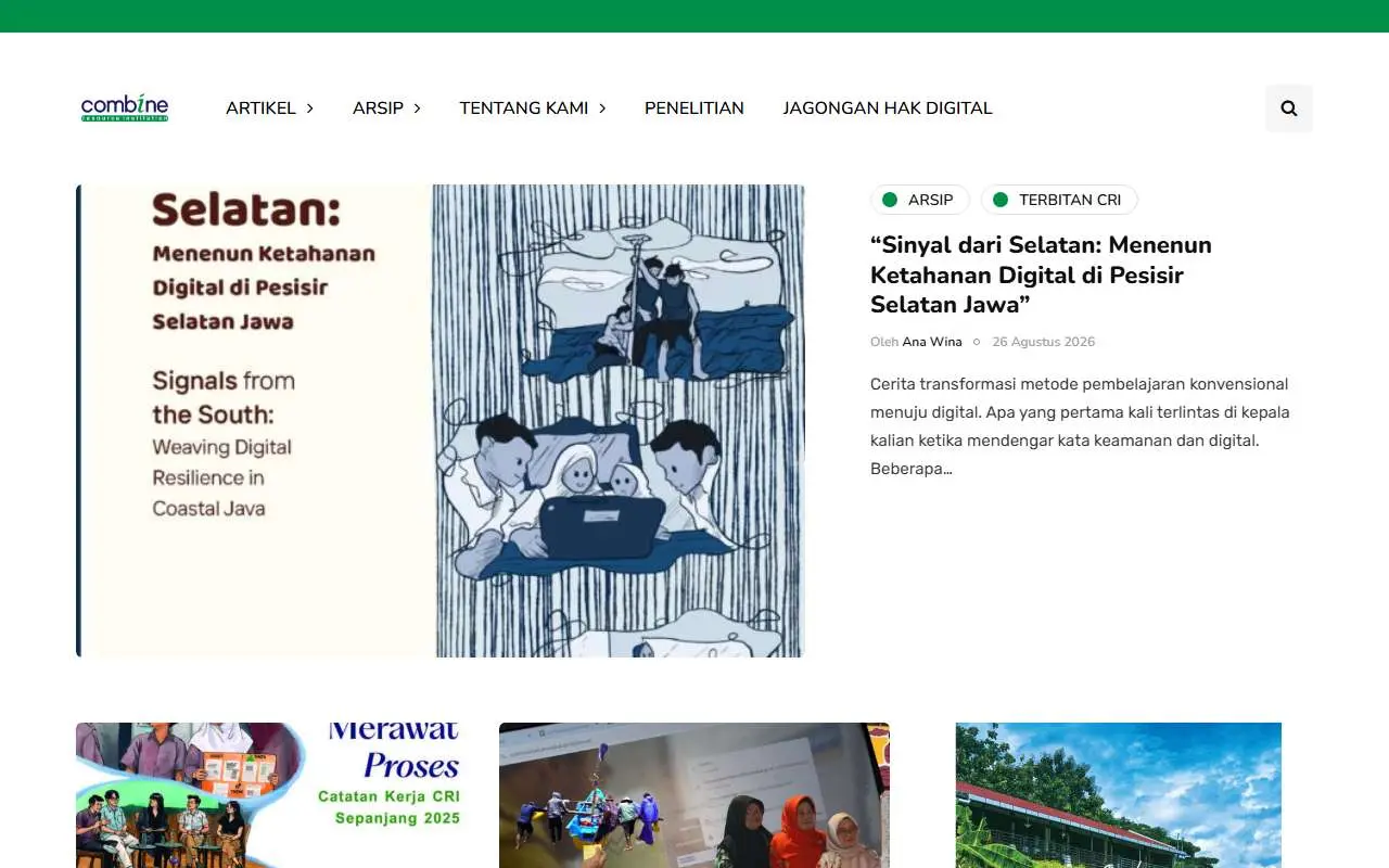 Tampilan website resmi Combine Resource Institution (combine.or.id)