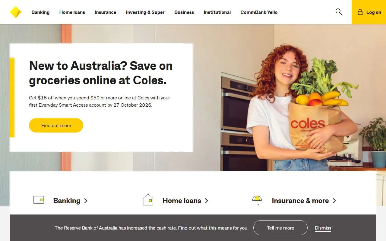 Tampilan website resmi Bank Commonwealth (commbank.com.au)