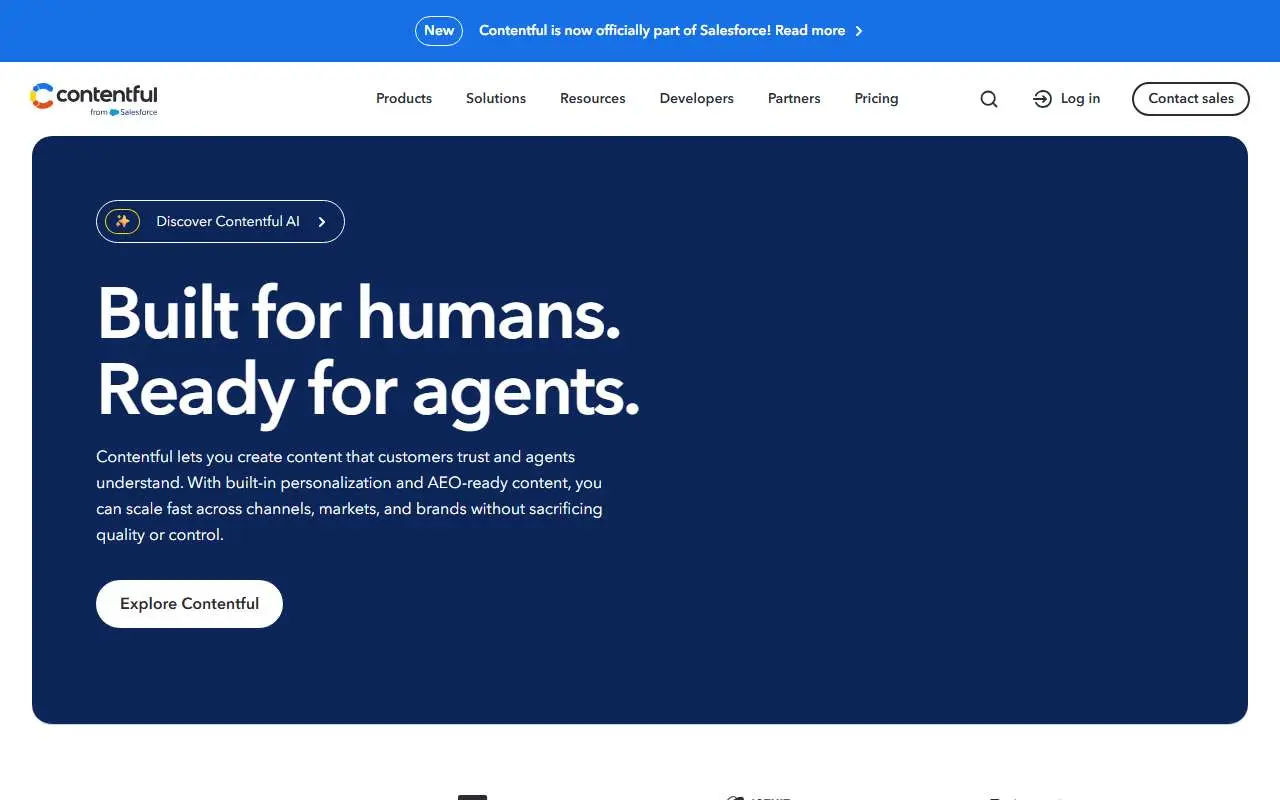 Tampilan website resmi Contentful (contentful.com)
