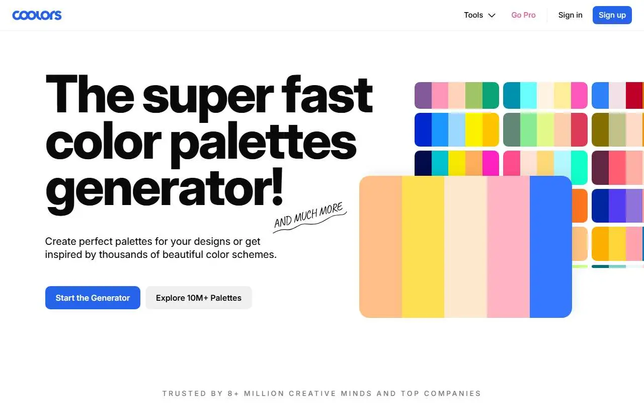 Tampilan website resmi Coolors (coolors.co)