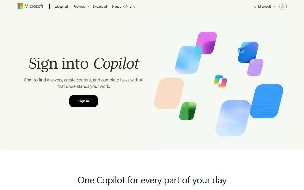 Tampilan website resmi Microsoft Copilot (copilot.com)