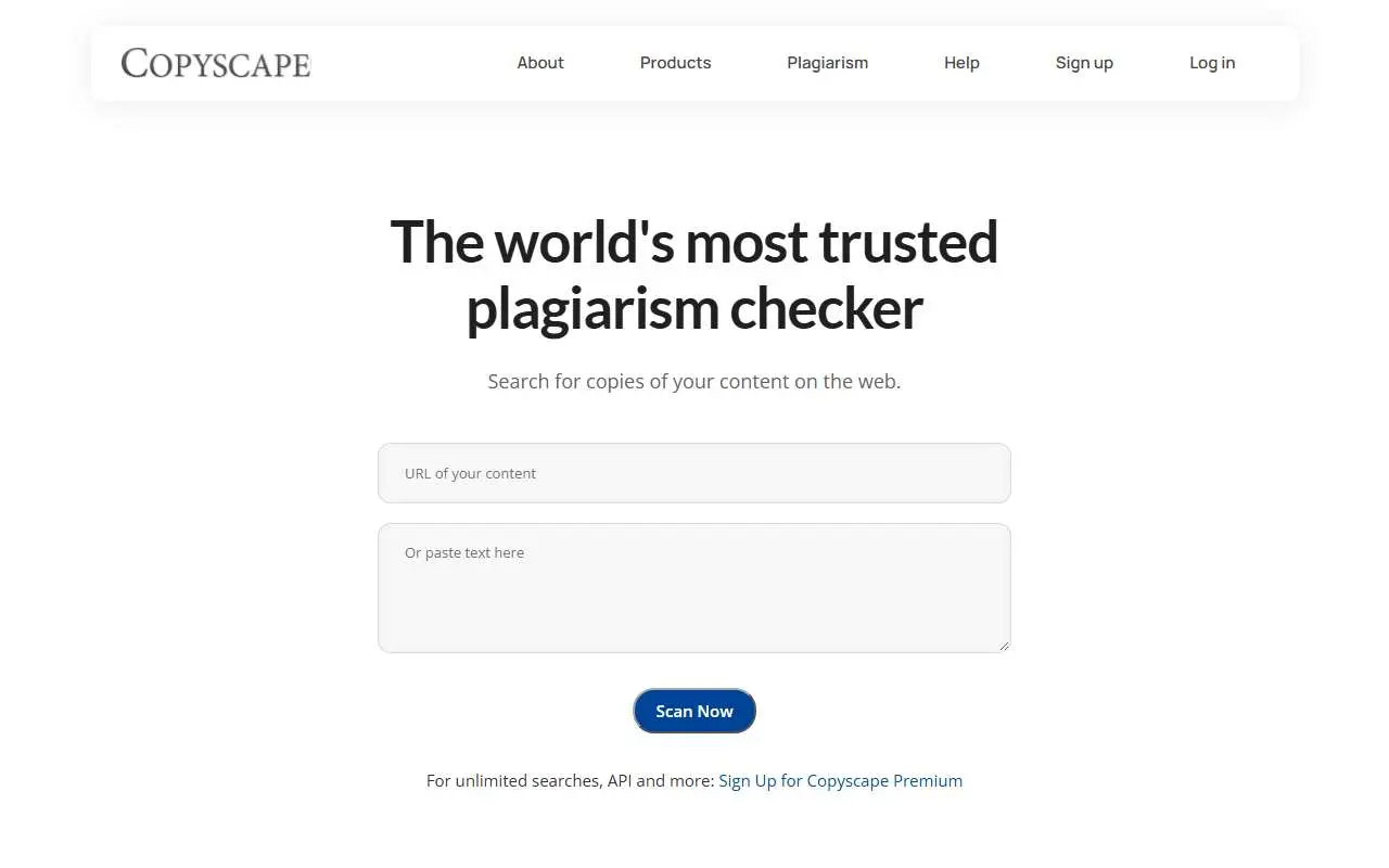 Tampilan website resmi Copyscape (copyscape.com)