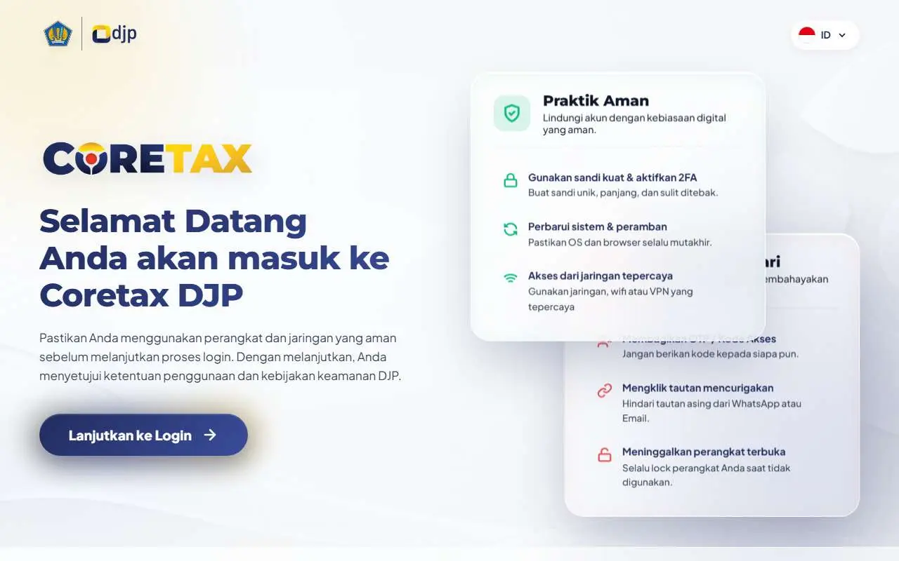 Tampilan website resmi Coretax DJP (coretaxdjp.pajak.go.id)