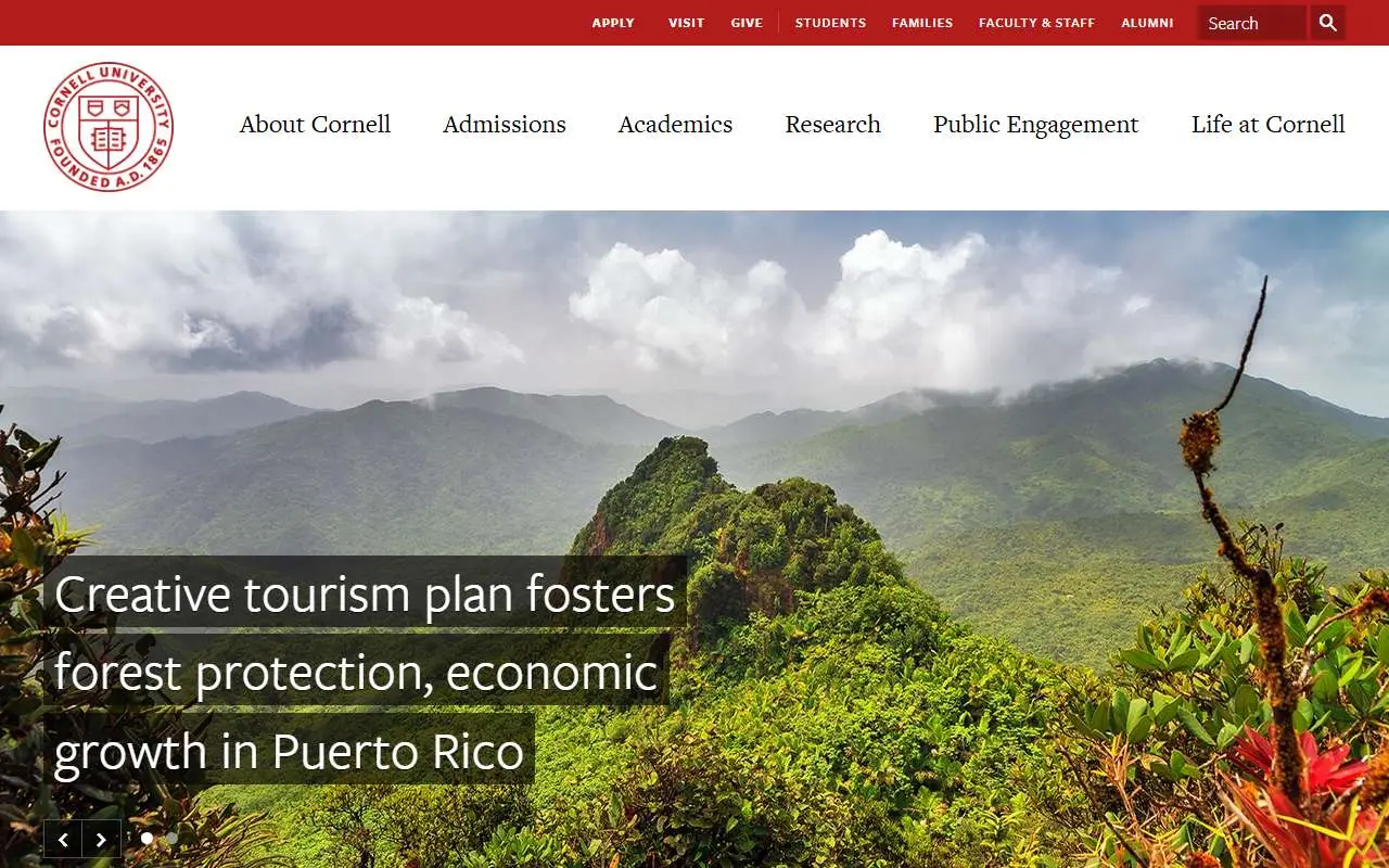 Tampilan website resmi Universitas Cornell (cornell.edu)