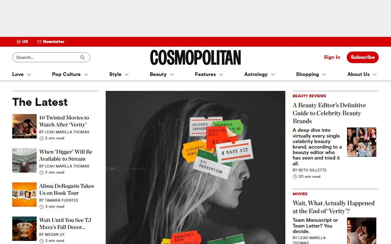 Tampilan website resmi Cosmopolitan (cosmopolitan.com)